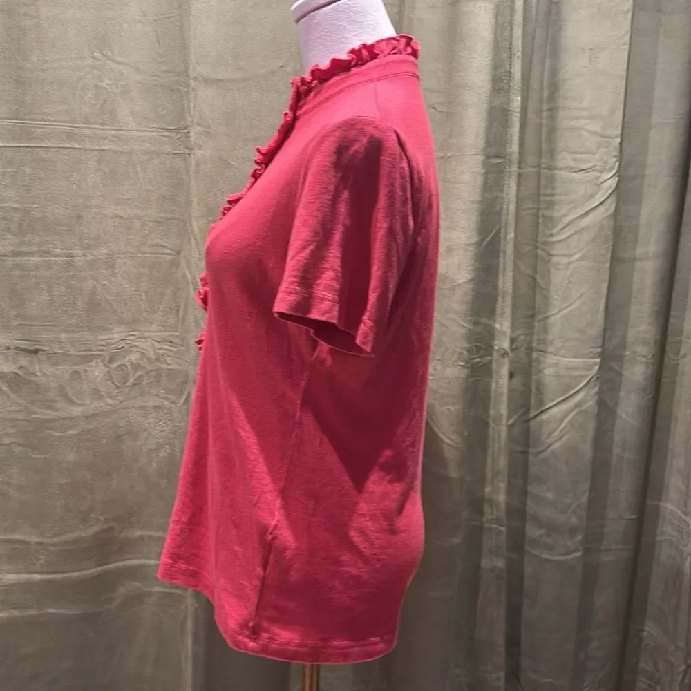 Tory Burch salmon pink Ruffled Button-Up Top, M